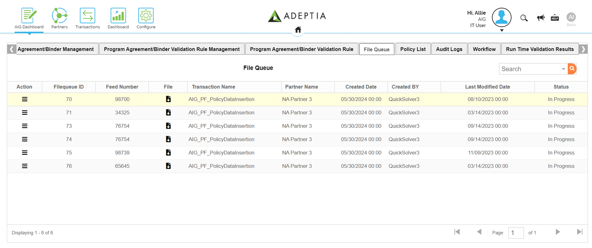 A screen from Adeptia's flagship product
