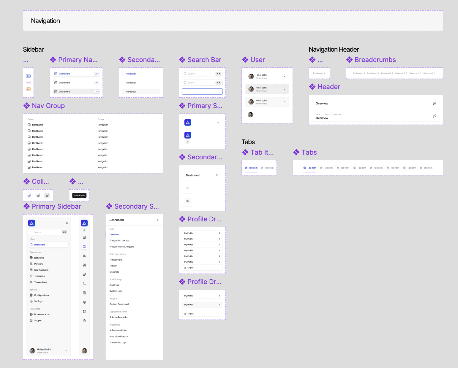 Componentry created for the Adeptia design system